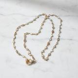 Opal Bezel Gold Necklace with Pave Diamond Clasp
