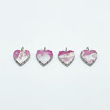 Dyed Pink Agate Heart with Diamond Border Pendant