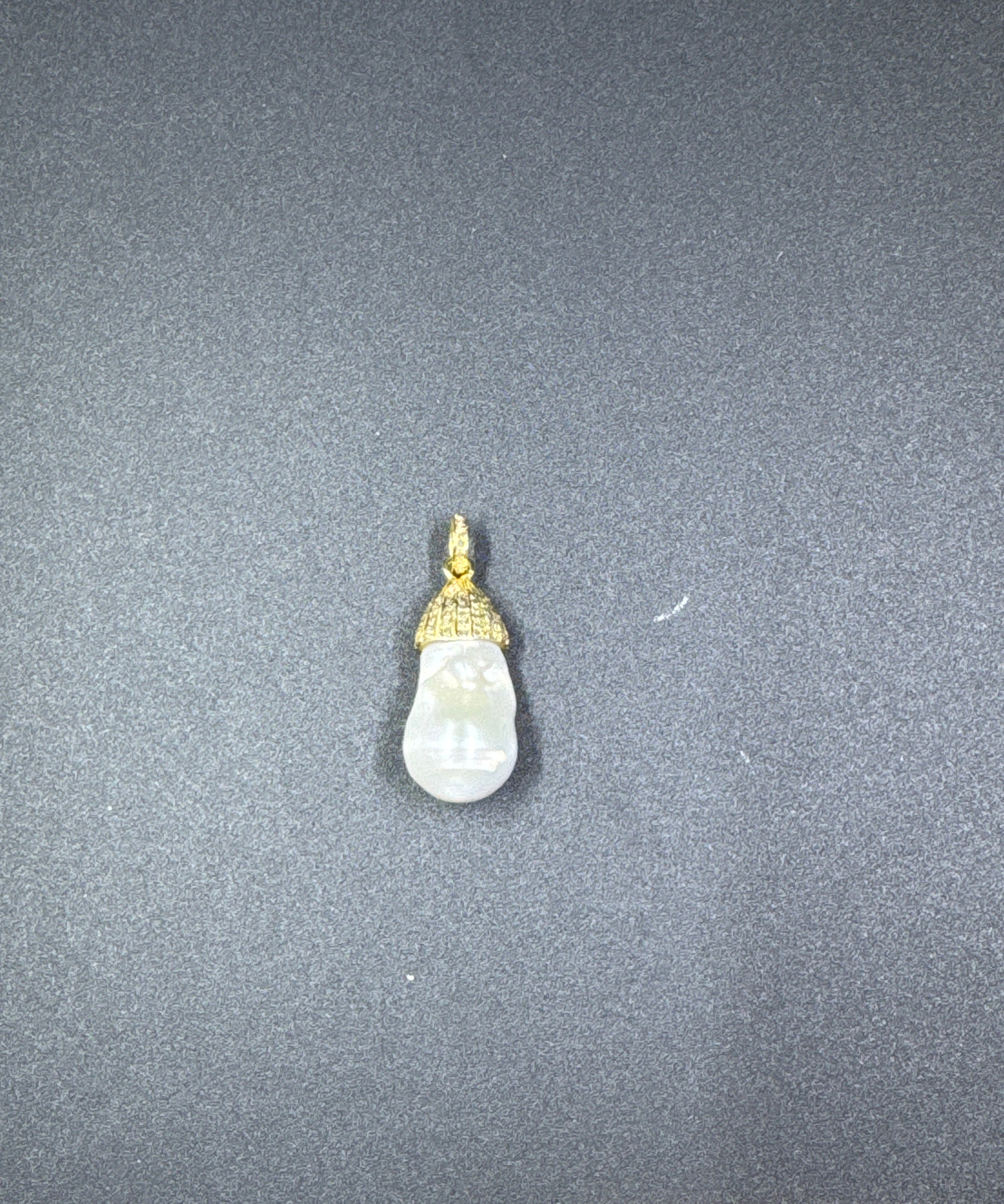 Pearl Teardrop Pendant with Pave Diamond Cap