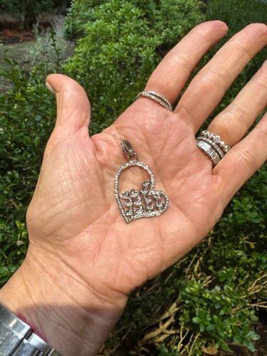 Pave Diamond Open Heart with Mini Hearts Inside