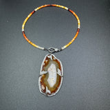 Mexican Fire Opal Beaded Necklace with Diamond Clasp