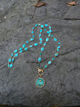 Kingman Turquoise Bezel Necklace with Pave Diamond Clasp