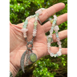 Aquamarine Beryl Beaded Hodgepodge Necklace with Diamond Clasp