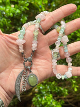 Aquamarine Beryl Beaded Hodgepodge Necklace with Diamond Clasp