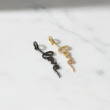 Pave Diamond Script Love Pendants