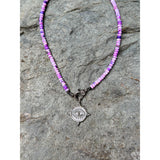 Purple Sugilite Opal Beaded Necklace with Diamond Clasp
