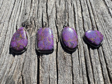 Purple Copper Turquoise Pendant with Diamond Border