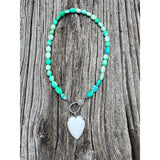 Peruvian Green Opal Beaded Necklace with Diamond Clasp
