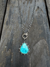 Larimar Teardrop Pendant with Diamond Details