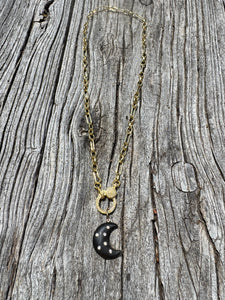 Gold Long/Short Link Chain with Pave Diamond Clasp