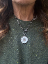 Mother of Pearl Disc with Evil Eye and Pave Diamond Pendant