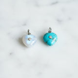 Mini Gemstone Heart with Solitaire Diamond in the Center