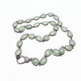 Aquamarine Bezel Necklace with Pave Diamond Clasp