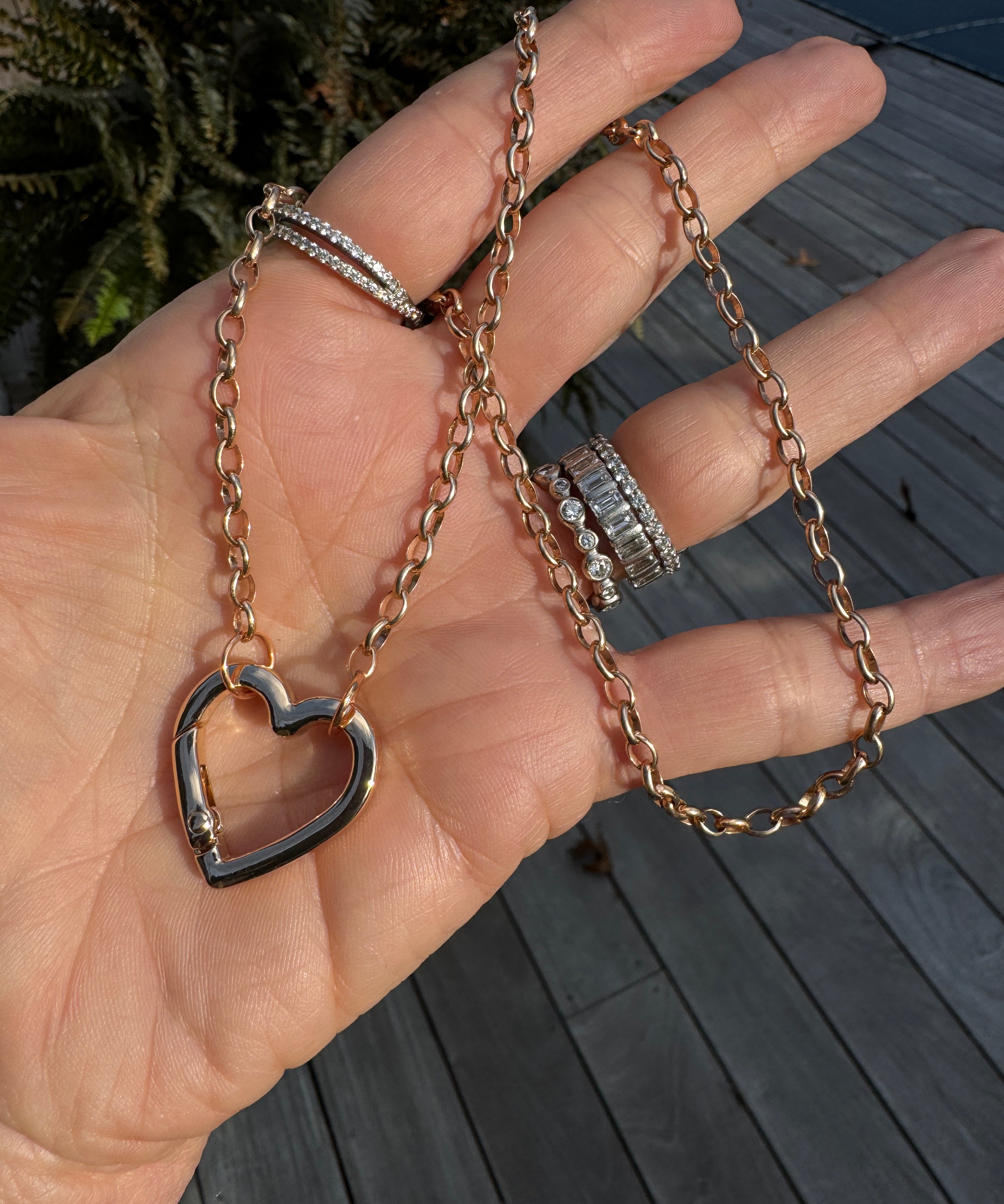 Rose Gold Chain with Heart Carabiner