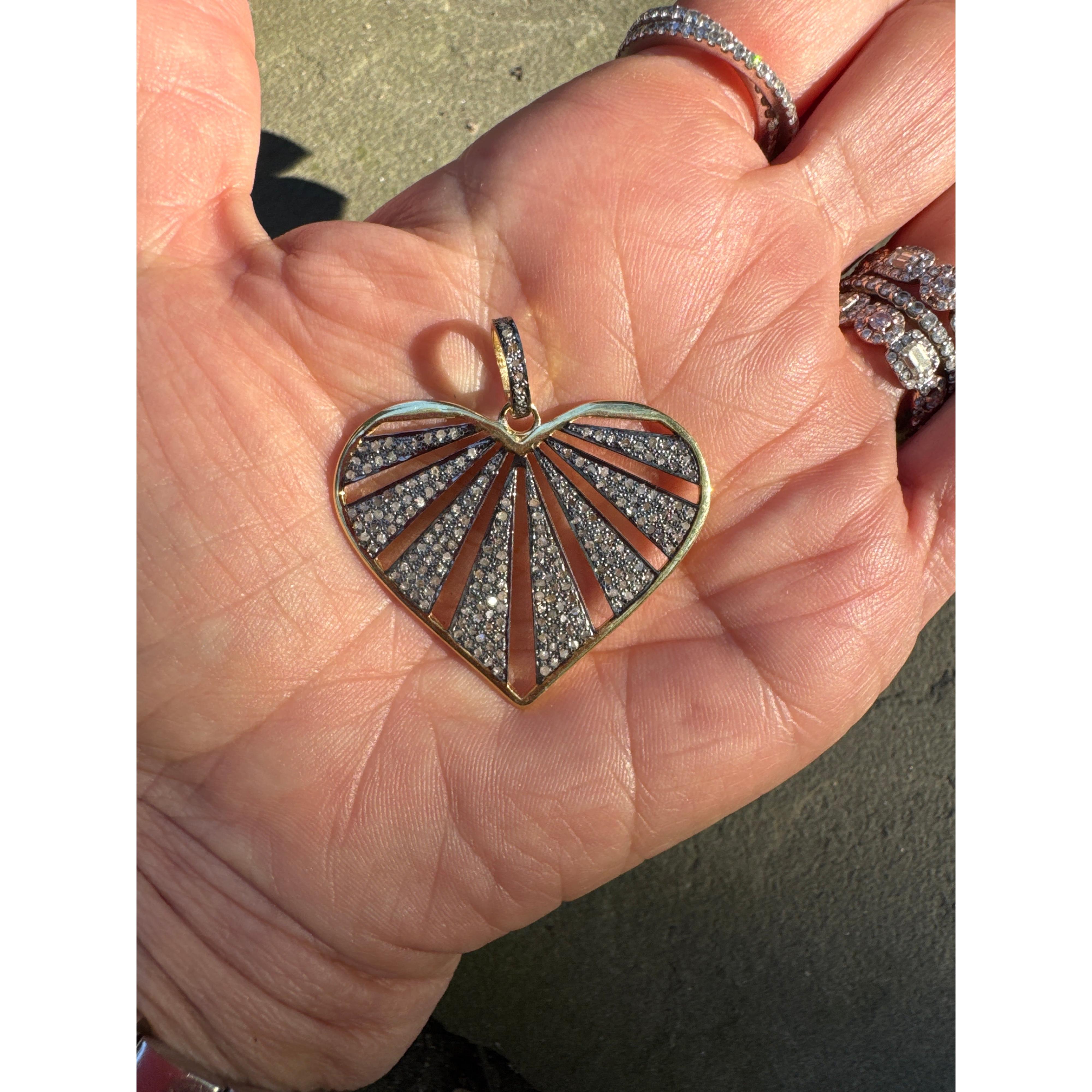 Heart with Pave Diamond Rays Pendant