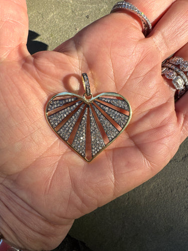 Heart with Pave Diamond Rays