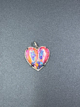 Multi Copper Turquoise and Pave Diamond Heart Pendants