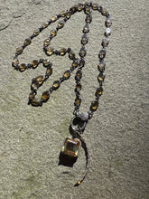 Smokey Quartz Bezel Necklace with Diamond Clasp. Citrine and Moon Pendants Included