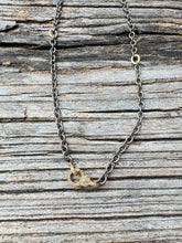 Matte Sterling Silver Chain with 14k Gold Links and Diamond Clasp