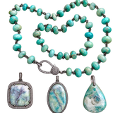 Amazonite Beaded Necklace with Diamond Clasp