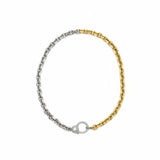Silver and Gold Chain Necklace with Diamond Clasp