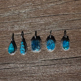 Shattuckite Gemstone and Pave Diamond Pendants