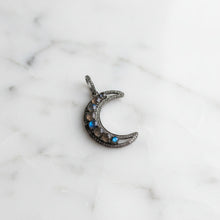 Labradorite and Diamond Crescent Moon Pendant