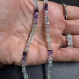 Fluorite Square Heishi Beaded Necklace with Pave Diamond Clasp