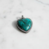 Gemstone Heart with Diamond Border Pendants