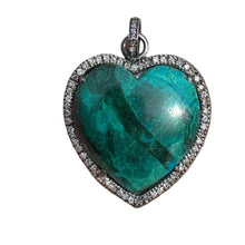 Gemstone Heart with Diamond Border Pendants
