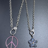 Sterling Silver Simple Oval Chain Necklace with Pave Diamond Clasp