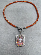 Carnelian Round Beaded Necklace with Pave Diamond Clasp