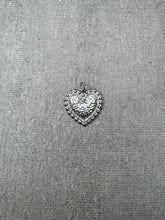 Hammered Heart with Pave Diamond Border Pendant
