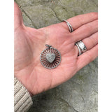Round Pendant with Spoke Design and Diamond Heart