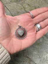 Round Pendant with Spoke Design and Diamond Heart