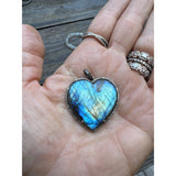 Labradorite Puffy Heart with Pave Diamond Pendant