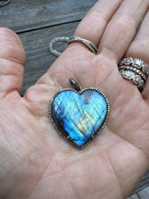 Labradorite Puffy Heart with Pave Diamond Pendant