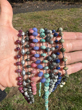 Gemstone and Chain Bracelet with Pave Diamond Clasp
