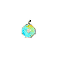 Kingman Turquoise Pendant with Diamond Border and Heart