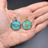 Iron Mountain Turquoise with Pave Diamond Heart Pendant