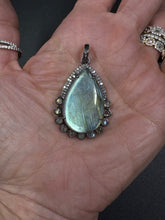Teardrop Labradorite Pendant with Moonstone and Diamonds