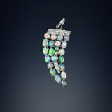 Pave Diamond and Opal Horn Pendant