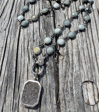 Matte Jasper Bezeled Chain Necklace with Diamond Clasp. Diamond Dog Tag Pendant