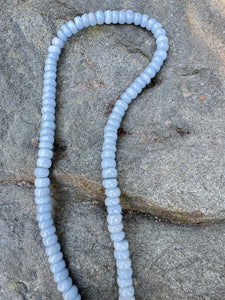 Angelite Smooth Beaded Necklace with Diamond Clasp