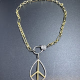 Fancy Paperclip Design Gold Chain Necklace with Diamond Clasp