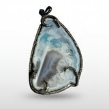 Large Agate with Diamond Detailing Pendants