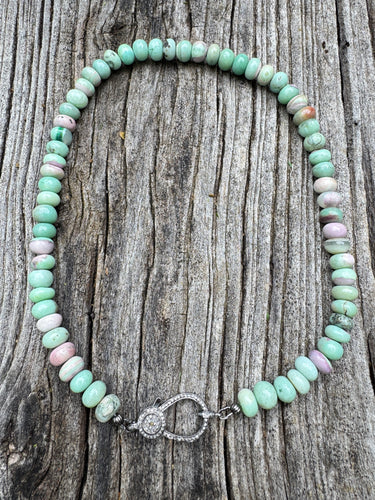 Brazilian Chrysoprase Beaded Necklace with Diamond Clasp