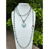 Dainty Aquamarine Wire Wrapped Beaded Necklace with Diamond Clasp