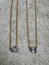 Small Gold Rolo Chain Necklace with Diamond Clasp
