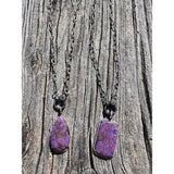 Purple Copper Turquoise Pendant with Diamond Border